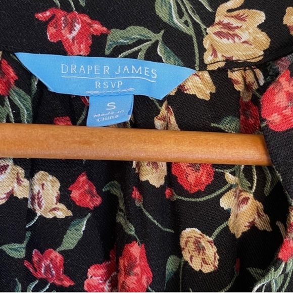 NWT Draper James Dress Women's Small Black Floral Long Sleeve Belted Sheath Boho - Picture 5 of 7